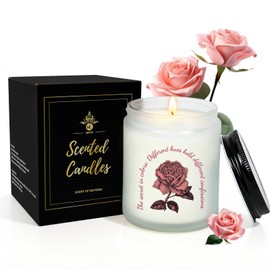 Rose Scented Aromatherapy Candle, Rose Candle for Women, Natural Soy Wax with Pure Cotton Wick, Long-Lasting Burning, Great Gift for Girls/Wife/Mom on Valentine’s/Mother’s/Christmas/Birthday/Day