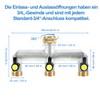 Wasserverteiler 3fach, Wasseranschluss Verteiler, Wasserverteiler 3/4 Zoll Wasserhahn Verteiler Gartenschlauch