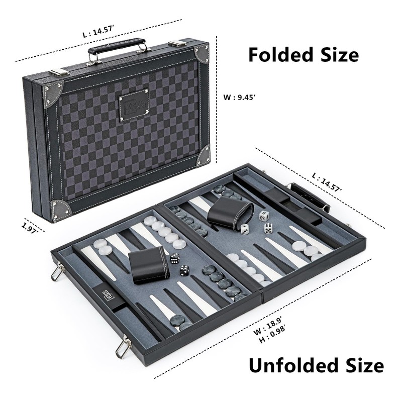 VOVOTUZZI Backgammon Sets for Adults, 15 Inches Backgammon Board Games