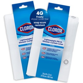 CLOROX Shower Curtain Liner, Premium Lightweight Durable Waterproof 4g PEVA for Bathroom with Weighted Magnets, Standard Size 70" x 72", Frosty 2 Pack