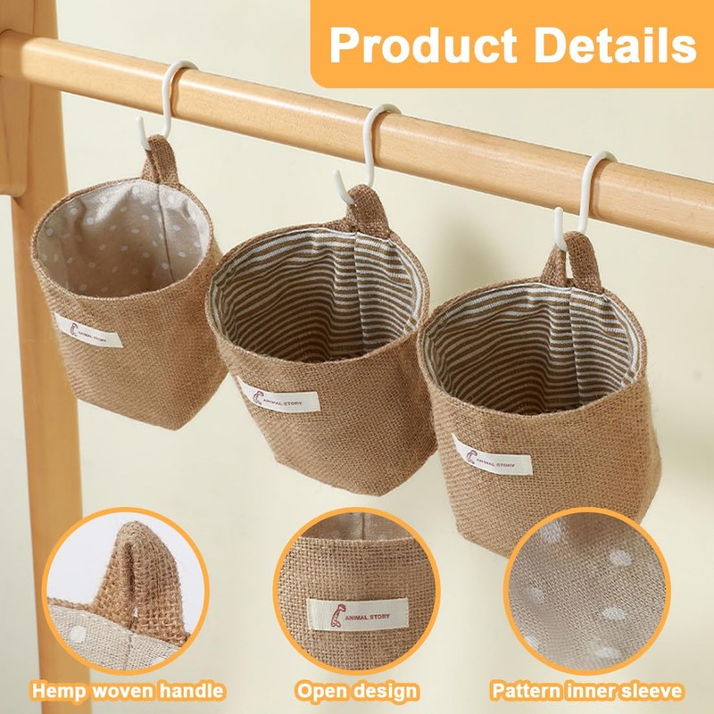 OUDQFCJ Cotton Linen Storage Bag, Removable, Foldable, Washable, Hanging Storage