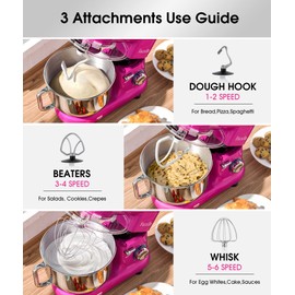 Facelle Facelle Stand Mixer, Electric Kitchen Mixer, 660W 6 Speed Tilt-Head stand mixer with Pulse Button, Attachments include 6.5 QT Bowl, Dishwasher Safe Beater, Dough Hook, Whisk & Splash Guard - Purple