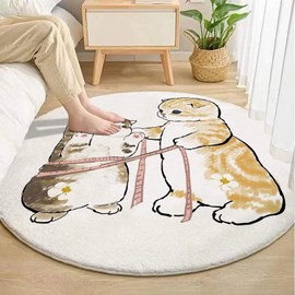 Round Area Rug for Living Room Cat Washable Rug Bedroom Bedside Rug Indoor Outdoor Carpet