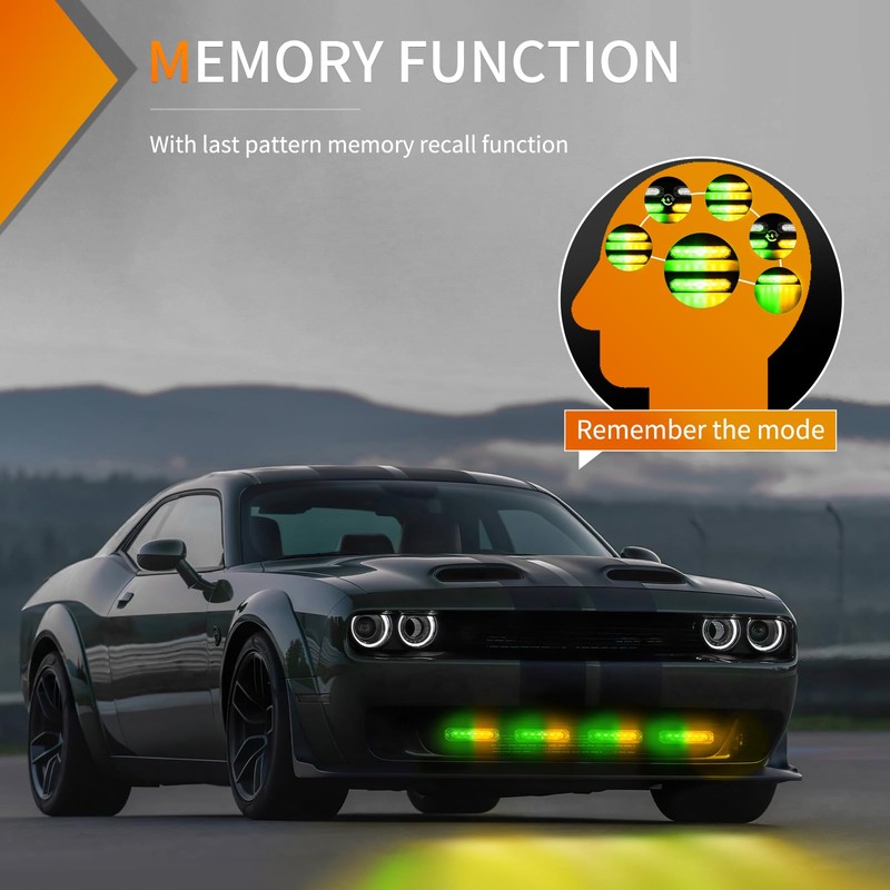 Nilight 4PCS 6LED Amber Green Emergency Strobe lights 12V 24V