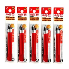 Pilot FriXion Ball Slim and Multicolor Refill 0.38mm, 3 Pack x 5, Red LFBTRF30UF3R x 5, Pack of 5