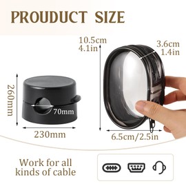 Cable Holder Cable Clips Pack of 12 Cable Holder Desk Magnetic Adjustable Cable Organiser Magnetic Holder White Cable Clips for Bedside Table, Charging Cable, Office Supplies (Black B)