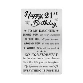 MOQIYXL 21st Birthday Card for Daughter, 21 Year Old Gifts for Daughter Engraved Wallet Card