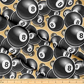 Fabric by The Yard [ 58" inches x 1 Yard ] Decorative Fabric for Sewing Quilting Apparel Crafts Home Decor Accents (Billiards Pool Snooker Ball Pattern)