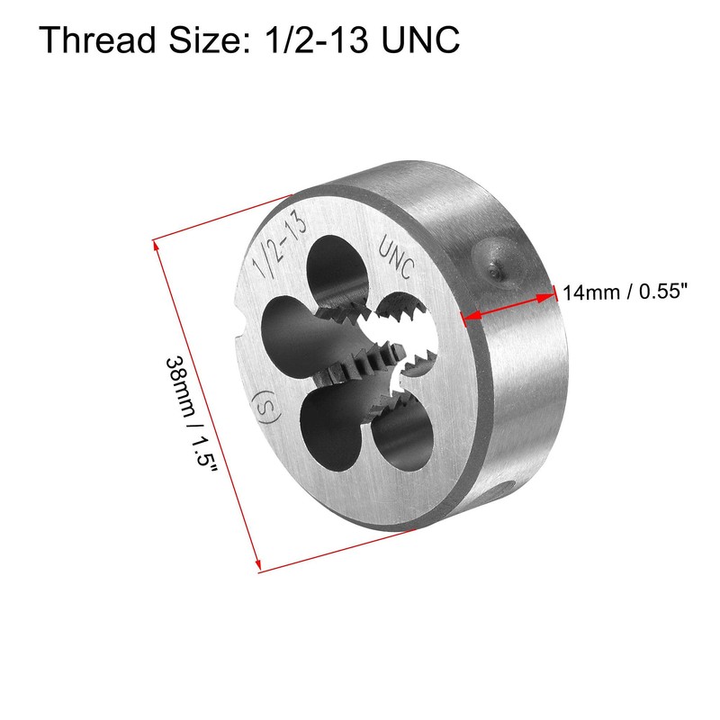 uxcell Round Die Stock Handle Wrench Set, 1/2-13 UNC Threading