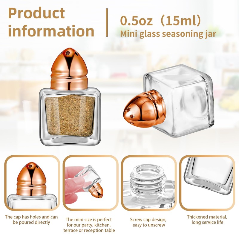 50 Pack Mini Salt and Pepper Shakers Bulk 0.5 Oz,