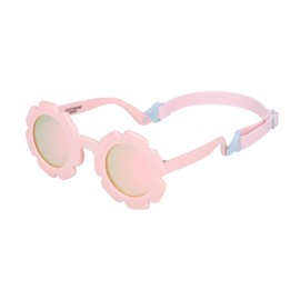 COCOSAND Baby Sunglasses with Strap Polarized Retro Flower Frame for Toddler Infant Girls Boys Age 3-24 Months, Pink
