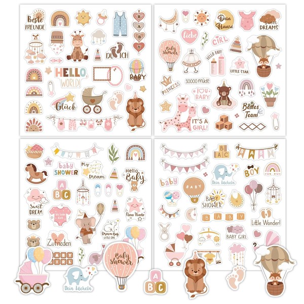 Canollo 4 Blatt Sticker Babyalbum, Baby Sticker Fotoalbum Set Mit