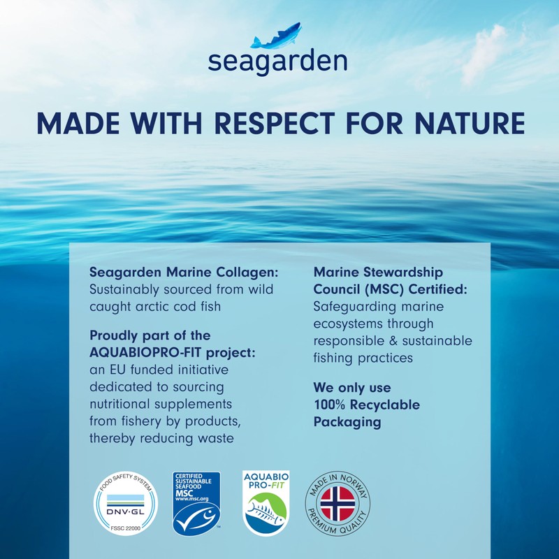 Seagarden® Hydrolysed Marine Collagen Powder (300g/60 serv.), Type 1 &