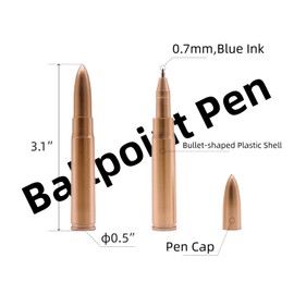 LuciPaw Bullet Shaped Pens – Plastic Metallic-Look Novelty Ballpoint Pens for Military Fans, Party Favors, Office Gifts, Tactical Desk Display, Collectible Souvenir for Events (20)