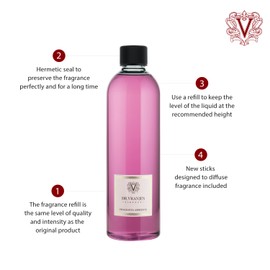 Dr. Vranjes - Peonia Black Jasmine 500 ml Refill + Double Pack of White Sticks (3 Pieces Bundle) - Luxury Home Fragrance, Made in Italy, Floral & Sparkling, Peony, Black Jasmine, Ylang Ylang