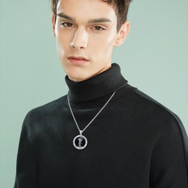 Midir&Etain Saint Sebastian Necklace for Men 925 Sterling Silver Catholic St Sebastian Medal Medallion Pendant Necklace Protection Jewellery Religious Gifts