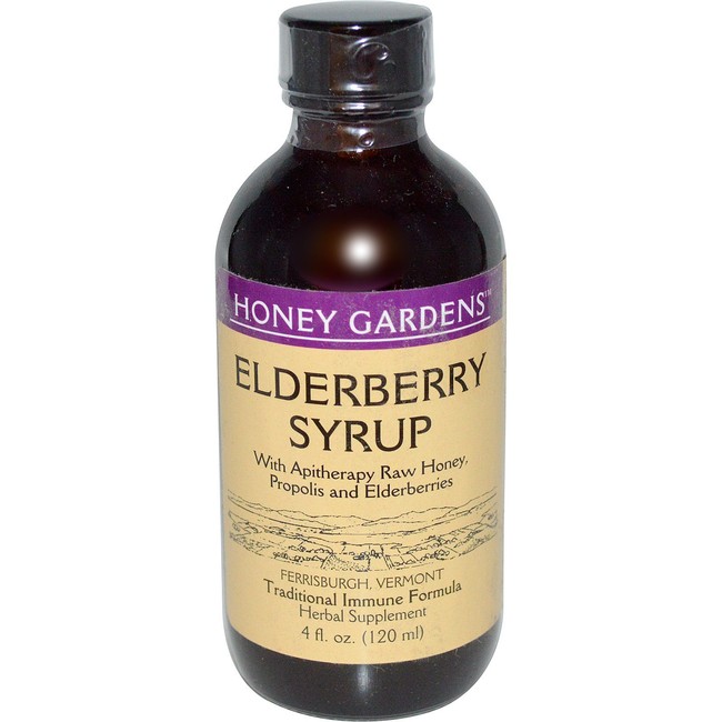 Honey Gardens Elderberry Syrup w/Apitherapy Raw Honey, Propolis & Elderberries | Immune Formula | 24 Serv | 4 fl. oz.