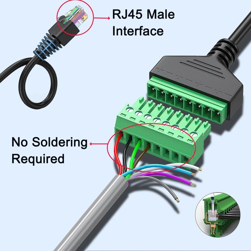 Teansic 10 Pcs RJ45 Male to 8 Pin Screw Terminal