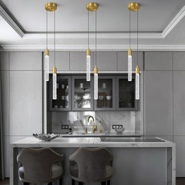 zhllmq Modern Light Fixture Kitchen Island Pendant Light Dimmable LED Gold Pendant Lights Mini Crystal Pendant Lighting for Bedroom Dining Room Living Room（2-Light ）