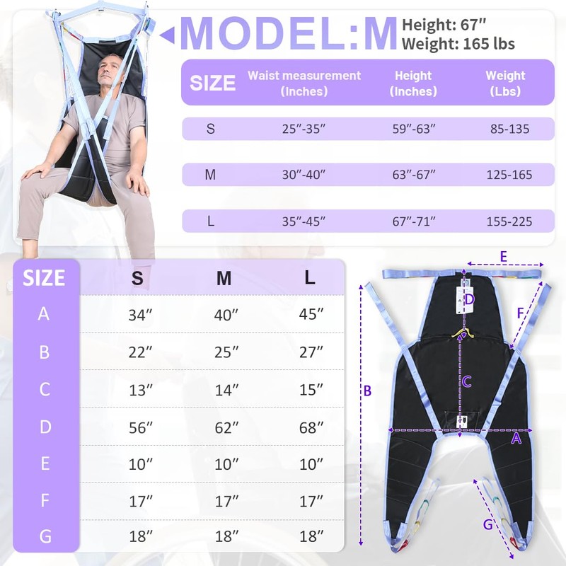 EZHOISLING Universal Divided Leg Sling with Head Support – Padded
