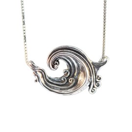 Wave Necklace Silver Wave Jewelry Rip Curl Wave Pendant Wave Jewelry Boho Necklace Ocean Jewelry Beach Jewelry Silver Necklace