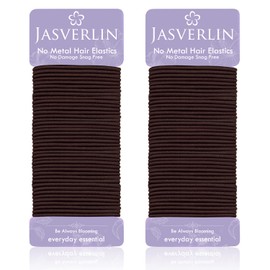 JASVERLIN Brown Thin Small Elastic Hair Bands, 2 mm Hair Bands for Girls Women, No Slipping, No Pulling, Strong Ponytail Holders for Fine to Medium Thick Hair, Pack of 80 (Dark Brown)