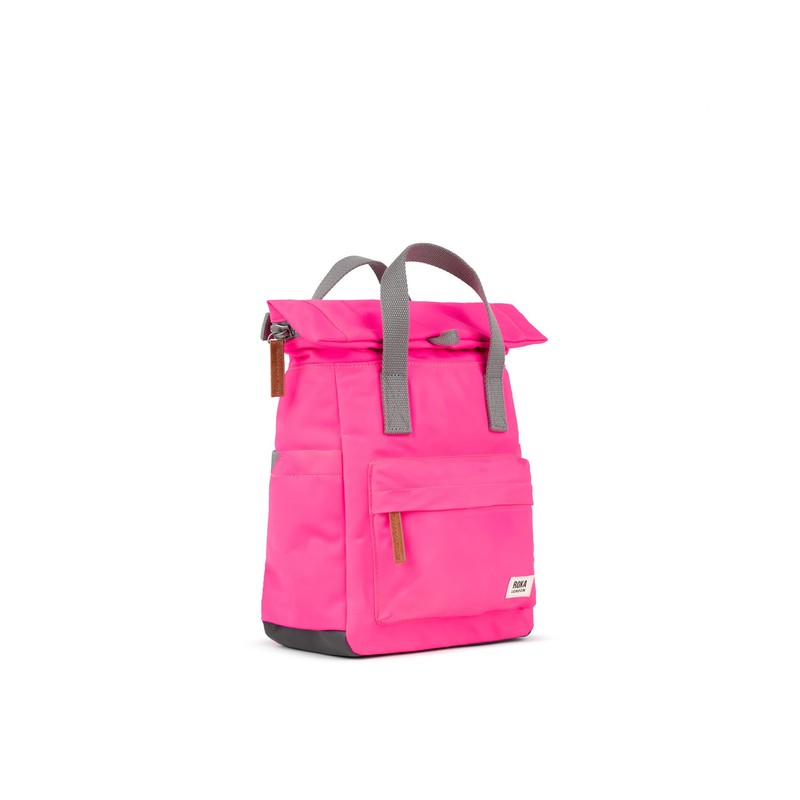 ROKA London Canfield B Small Sustainable Nylon Backpack (Neon Pink)