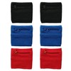 Felimoa Wristbands Zipper Pocket Gym Running 3 Colors Total 6