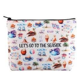 JXGZSO Seaside Lover Gift Coastal Makeup Travel Bag Let's Go To The Seaside Cosmetic Bag Beach Bag Summer Holiday Gift Seaside Florida Gift, Let's Go To The Seaside