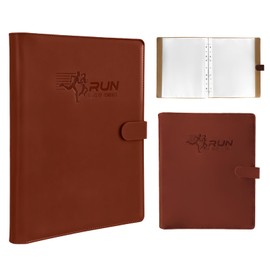 Race Bib Album Book with 40 Protective Sleeves, Runner's Bib Number Organizer, Brown PU Leather