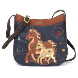 CHALA - Bandolera con correa ajustable, Horse Family - Navy, Talla unica