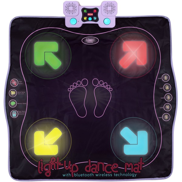 Kidzlane Light Up Dance Mat for Kids | Wireless Dance Mat with Bluetooth/AUX and Built in Music | Electronic Dance Mat for Kids 8-12 | Dance Dance Revolution Mat