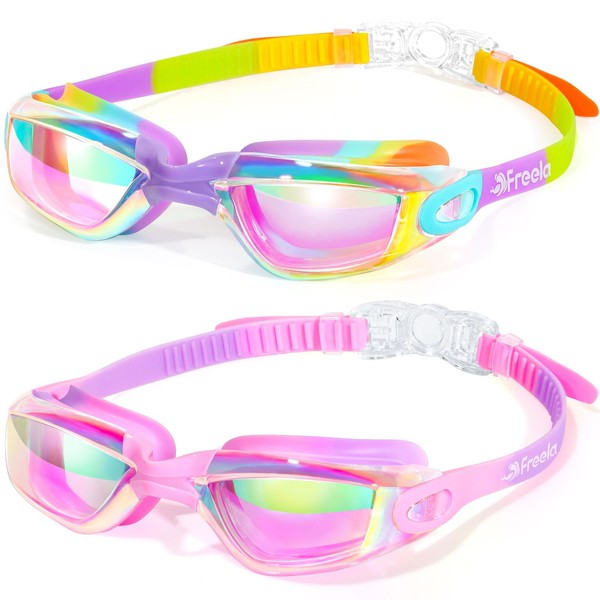 Freela 2 Pack Kids Swim Goggles for 6-14 4-7 3-6