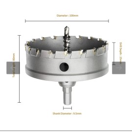 Meccion TCT Carbide Hole Saw Drill Bit 100mm 3-15-16" Heavy Duty Industrial...