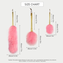 iHUFeather Lambswool Duster 16'' Length Solid Wooden Handle Leather Hang Strap for Cleaning Ceiling Fans Window Blinds Computer Furniture Figurines TV Natural Feather Duster,Pink