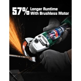 KIMO Cordless Grinder 20V Cordless Angle Grinder w/ 3.0Ah Li-Ion Battery & Charger, 9000RPM Brushless Motor, 4-1/2'' Blade, Electric Brake, 2-Position Handle, Battery Grinder Tool for Metal Wood