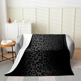 Feelyou Leopard Flannel Fleece Blanket Queen 90"x90" Cheetah Print Plush Throw Blanket, for Sofa Couch Black Wild Animal Blanket Room Decor Safari