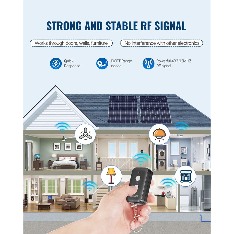 Black Remote Control Outlet, WILAWELS Wireless Remote On Off Switch