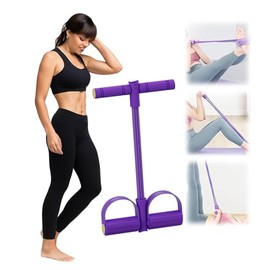 Multifunctional Fitness Tension Rope: 6-Tubes Pedal Resistance Band with Foot Pedals for Abdominal Training, Back Training & Leg Training, Resistance Bands for Full Body Workout Home