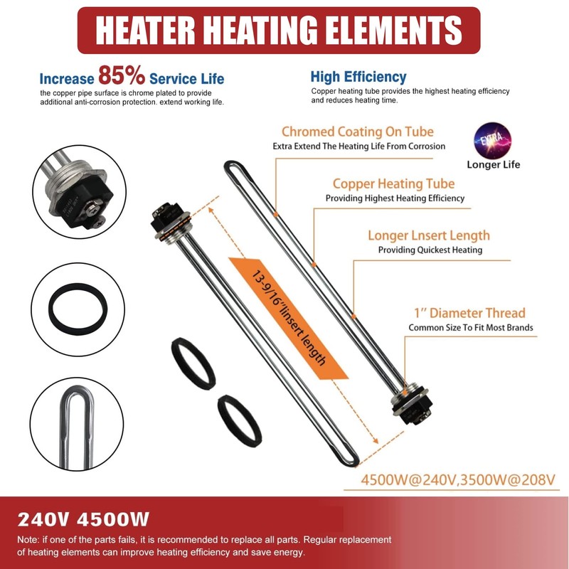 EWH-05 Electric Water Heater Tune-Up Kit, Includes Two 4500W/240V Heating