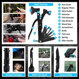 Teakwood Survival Gear - Survival Kit with Storage Case, Tactical Equipment for Camping, Backpacking, Adventures and More, Gift for Man, Dad, Husband (Black, 142 Pieces)