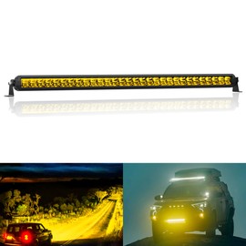 EK ENNOKING Amber LED Light Bar 32 Inch Single Row Super Bright Spot Flood Combo LED Work Light Driving Fog Lamp for Pickup 4x4 Off Road Truck ATV UTV SUV Boat 9-36V 150W IP68 & IP69K Waterproof