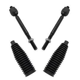 TRQ Front Driver & Passenger Side Inner Steering Kit Steering Rack & Pinion Bellow Tie Rod Compatible with 2006-2018 Toyota RAV4