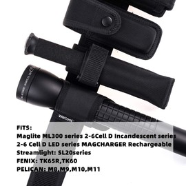 Weltool Open Top Flashlight Holster Holder Belt Carry Cases Compatible MAGLITE ML300, 2-6CELL D Series, MAGCHARGER Rechargeable