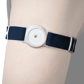 DiaBrothers Freestyle Libre 2 Fixation Strap Holder with Adjustable Bracelet – Holder: Transparent – Bracelet: Dark Blue – Size: S (15-25 cm)