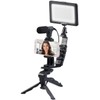 Somikon Videoleuchte: 4-teiliges Vlogging-Set mit LED-Leuchte, Mikrofon, Stativ & Halterung