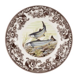 Spode Woodland Dinner Plate, Fish | 10.5 Inch | Hunting Cabin, Lodge, Fishing and Cottage Décor | Made in England from Fine Earthenware | Microwave and Dishwasher Safe (King Salmon)