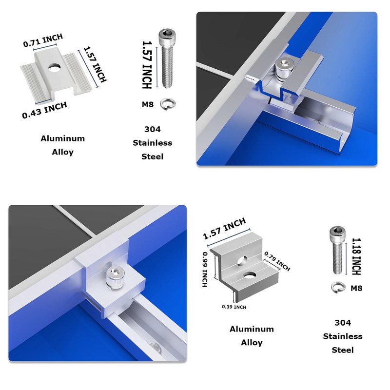Solar Panel Mounting Brackets, Roof Mount Kit, Rails and Clamps