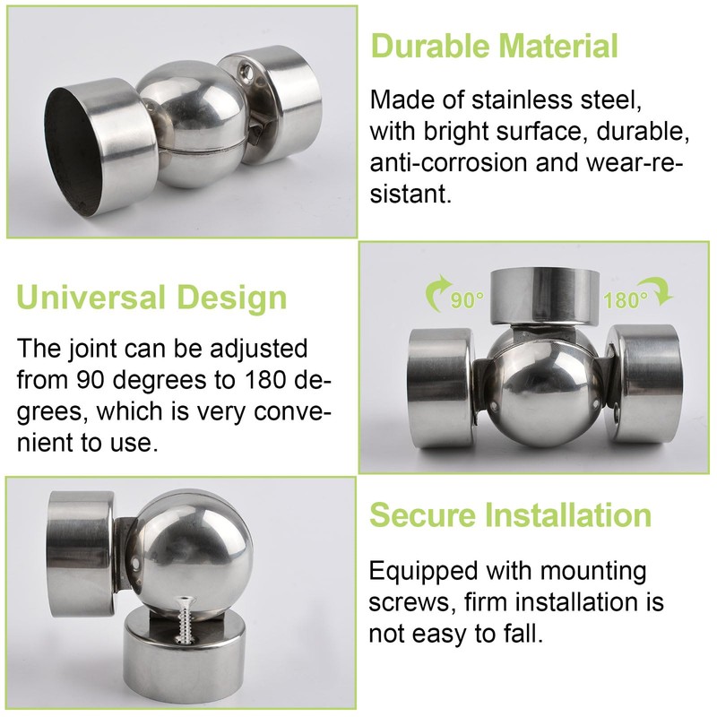 UFURMATE Handrail Pipe Connector, 2 Pieces 50mm Inner Diameter 201