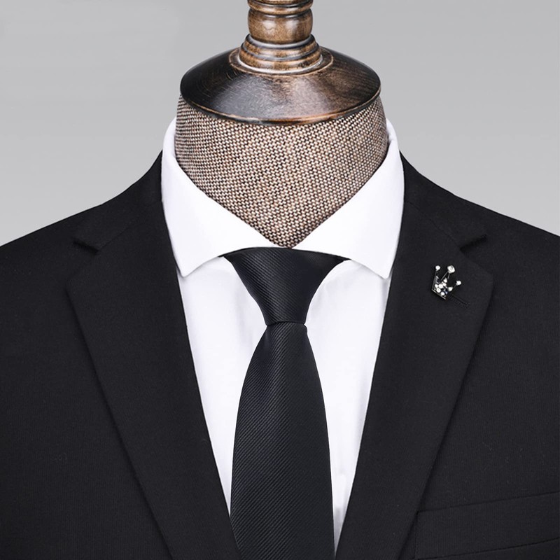 Classic Black Mens Solid Ties Neckties for Men Formal Neck